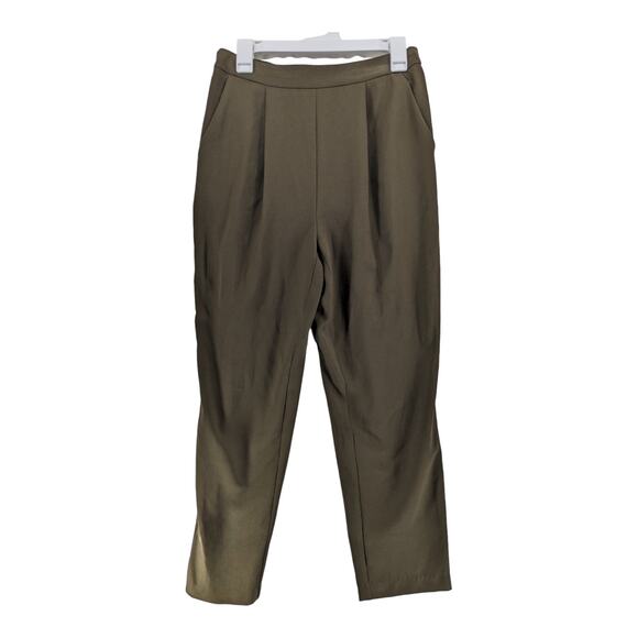 Forever 21 Straight Leg Dress Pants M Olive High Rise Pleated Front Elastic Back - Picture 1 of 9